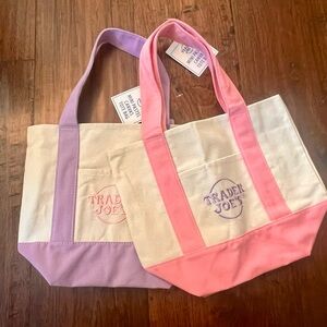 Trader Joe’s Mini Pastel Canvas Tote Bags - Lavender and Pink